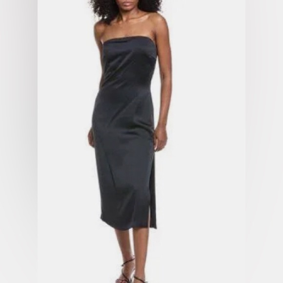 Ramy Brook Lisa Sheath Dark Navy Strapless Silk Dress